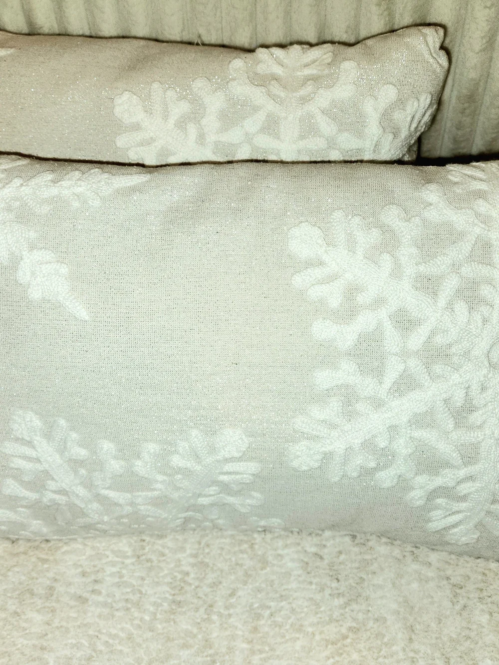 ❄️ Cream Embroidered Throw Pillow ❄️
